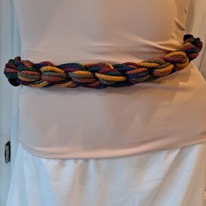 Colorful Braided Knitted Women's Vintage 80s Stretch Belt